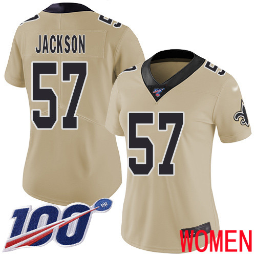 New Orleans Saints Limited Gold Women Rickey Jackson Jersey NFL Football #57 100th Season Inverted Legend Jersey->youth nfl jersey->Youth Jersey